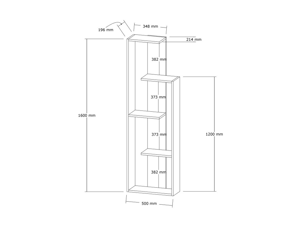 Librería de madera "Wand" - 50 x 19 x 160 cm - Blanco