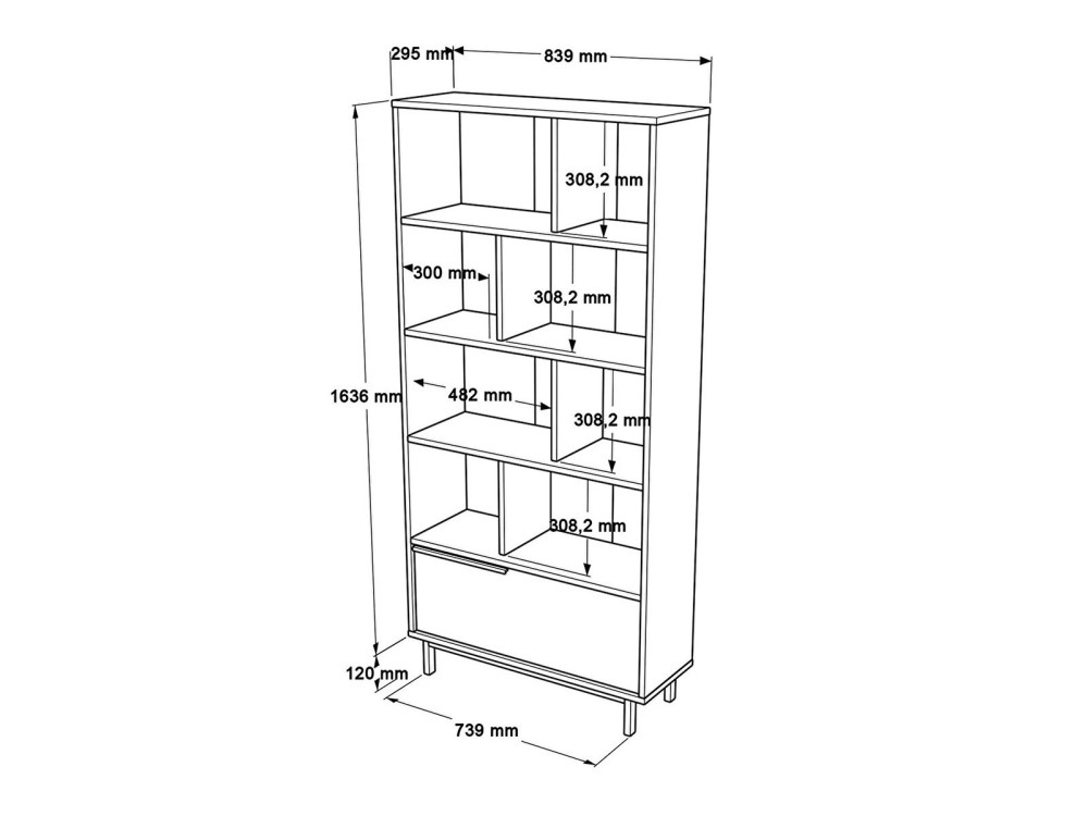 Librería de madera "Calvin" 83,9 x 29,5 x 175,6 cm - Nogal