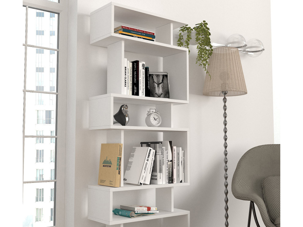 Librería de madera "Blok" - 60 x 19 x 165 cm - Blanco