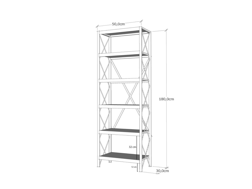 Librería de madera "Suadiye" - 50 x 30 x 180 cm - Marrón