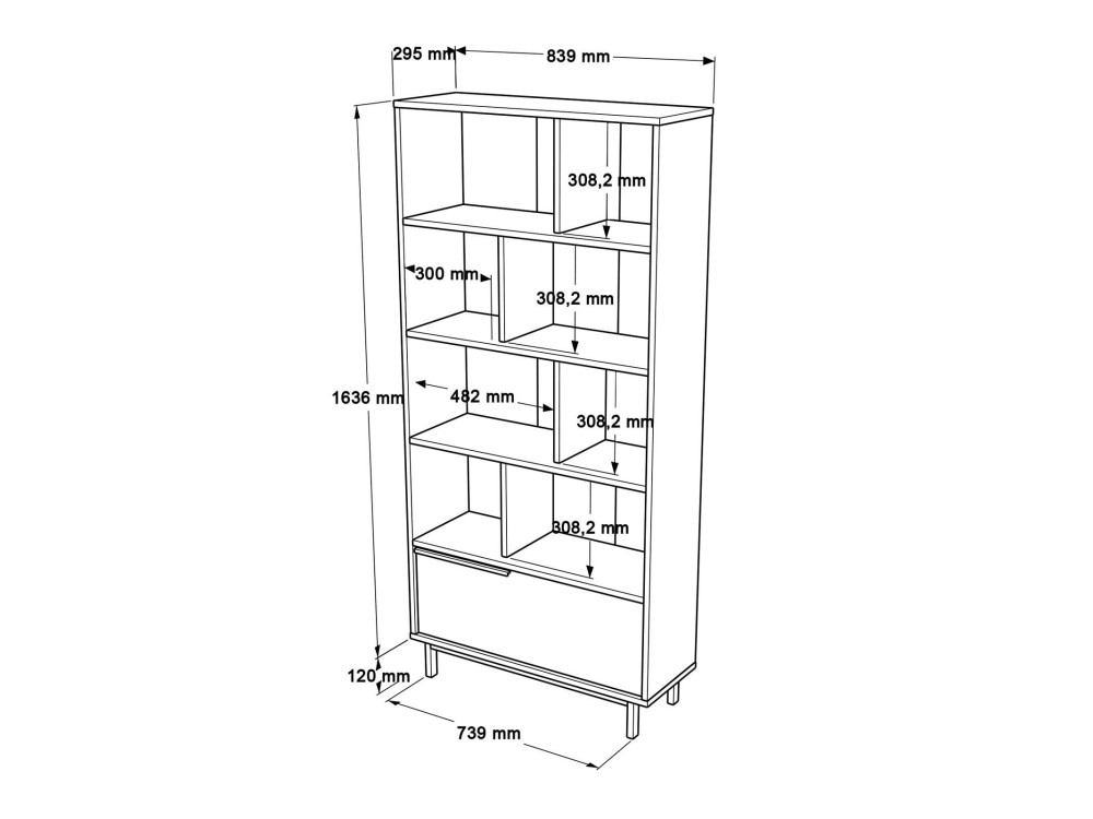 Librería de madera "ON4-SW" - 84 x 30 x 176 cm - Blanco