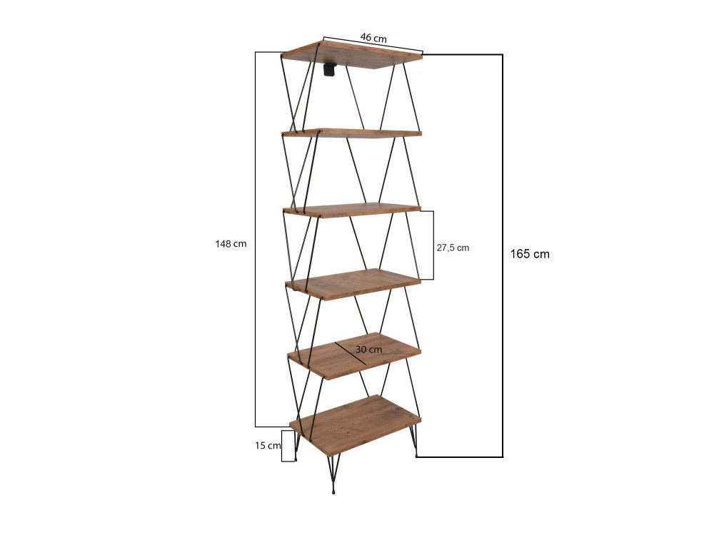 Librería de madera "Balaban" - 46 x 30 x 165 cm - Marrón