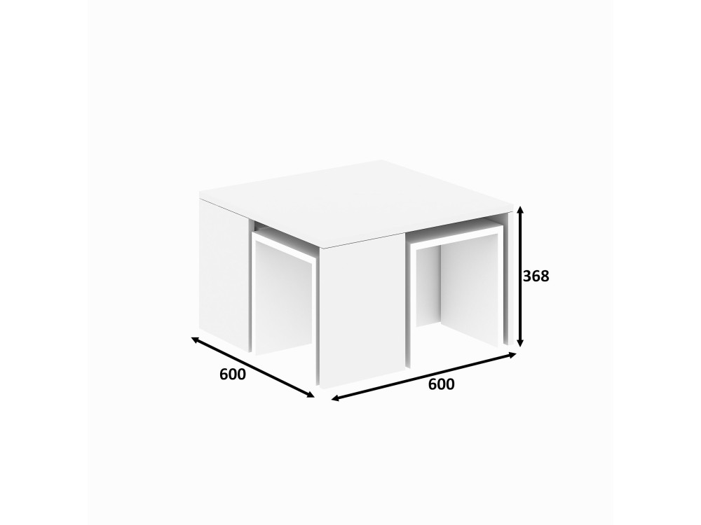 Lote de mesas de centro de madera "Ortanca" - 60 x 60 x 37 cm - Blanco
