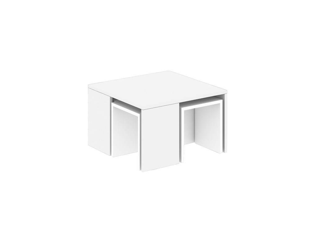 Lote de mesas de centro de madera "Ortanca" - 60 x 60 x 37 cm - Blanco