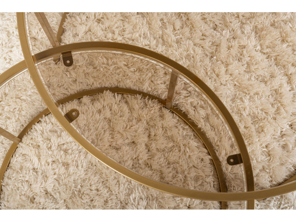 Lote de 2 mesas de centro de metal "Aurum" - 80 x 80 x 43 cm - Bronce dorado
