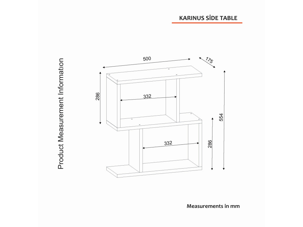 Mesa auxiliar de madera "Karinus" - 50 x 17 x 55 cm - Blanco