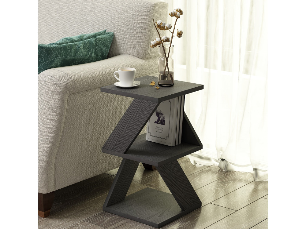Mesa auxiliar de madera "Albeni" - 30 x 30 x 54 cm - Negra