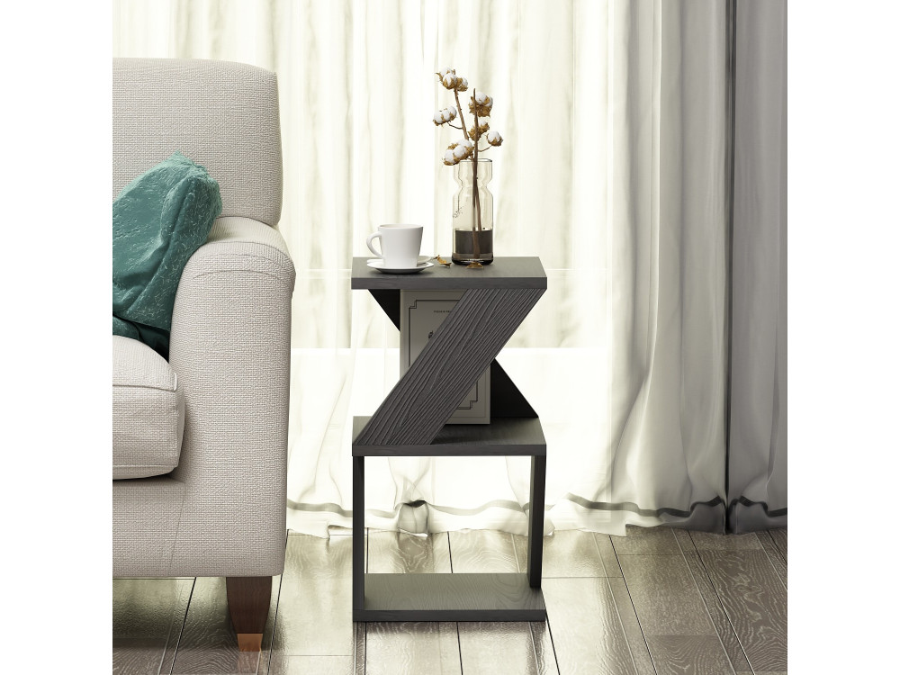 Mesa auxiliar de madera "Albeni" - 30 x 30 x 54 cm - Negra
