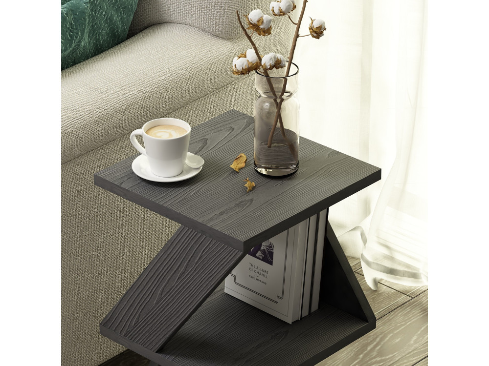 Mesa auxiliar de madera "Albeni" - 30 x 30 x 54 cm - Negra