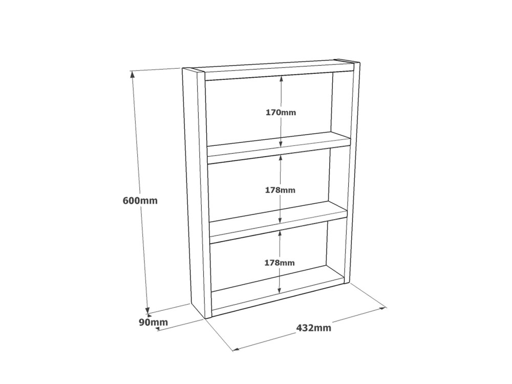 Estantería de pared de madera "PR1" - 43 x 9 x 60 cm - Nogal