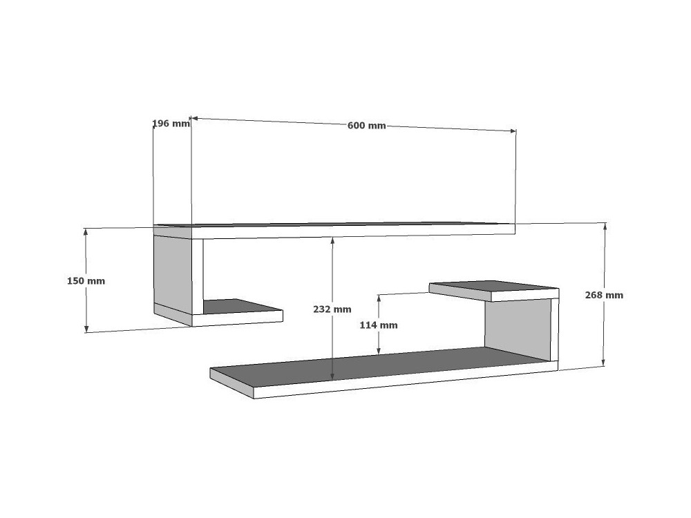 Estantería de pared de madera "Eldo" - 60 x 19 x 15 cm - Blanco