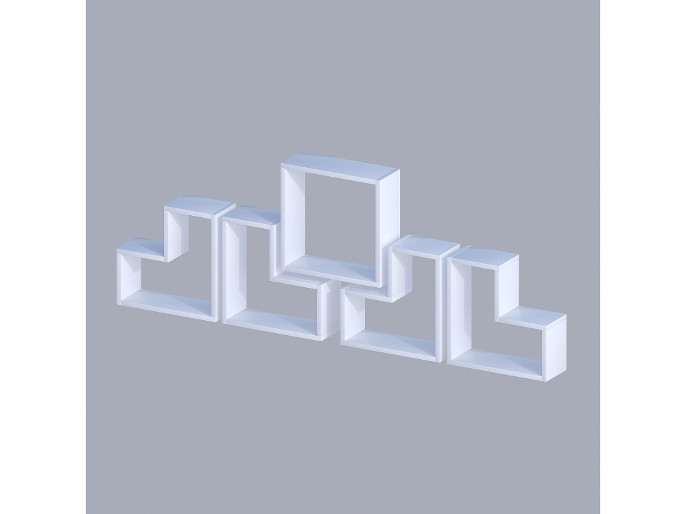 Estantería de pared de madera "Elitra" - 180 x 15 x 59 cm - Blanco
