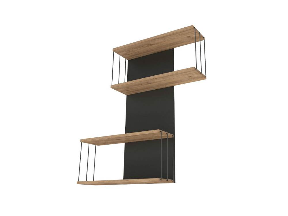 Estantería de pared de madera "Destan" - 65 x 19 x 96 cm - Marrón
