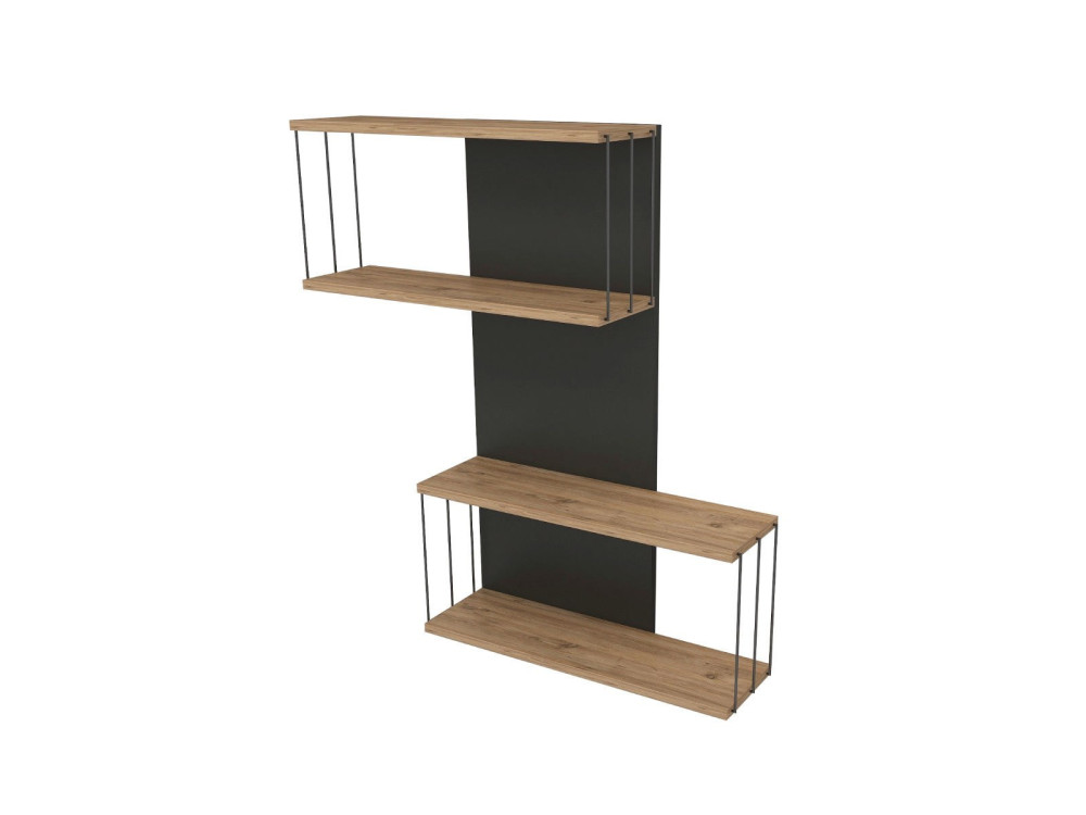 Estantería de pared de madera "Destan" - 65 x 19 x 96 cm - Marrón
