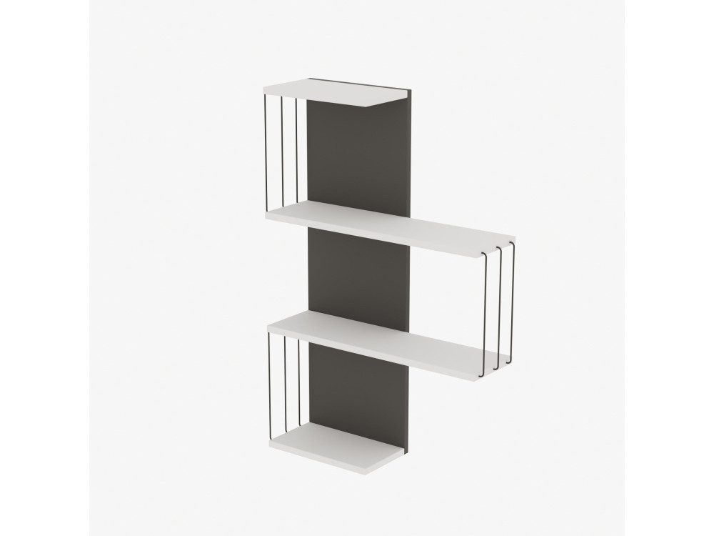 Estantería de pared de madera "Cambel" - 64 x 19 x 96 cm - Blanco