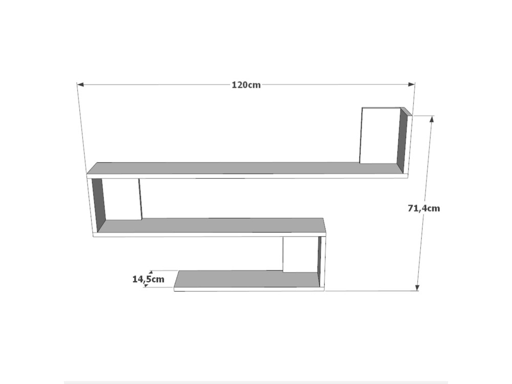 Estantería de pared de madera "Wlad" - 120 x 14 x 71 cm - Marrón
