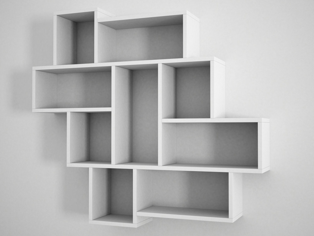 Estantería de pared de madera "Parola" - 115 x 15 x 103 cm - Blanco