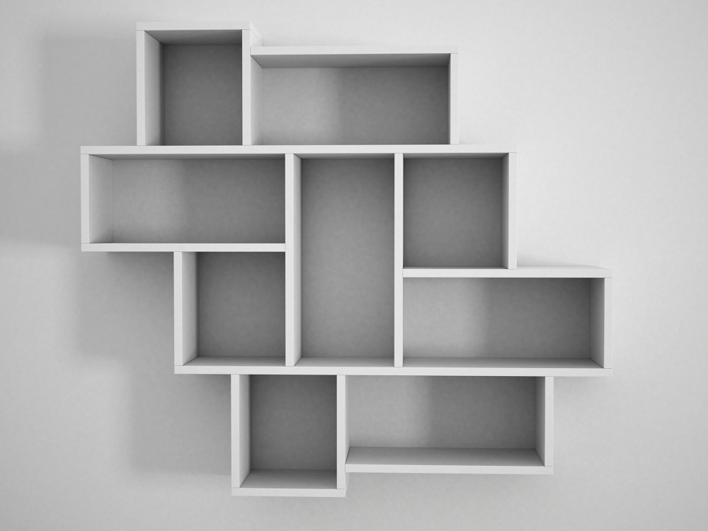 Estantería de pared de madera "Parola" - 115 x 15 x 103 cm - Blanco