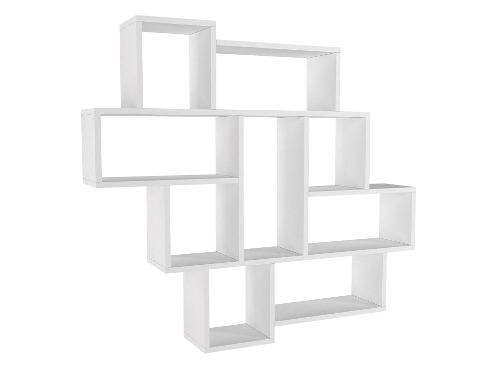 Estantería de pared de madera "Parola" - 115 x 15 x 103 cm - Blanco