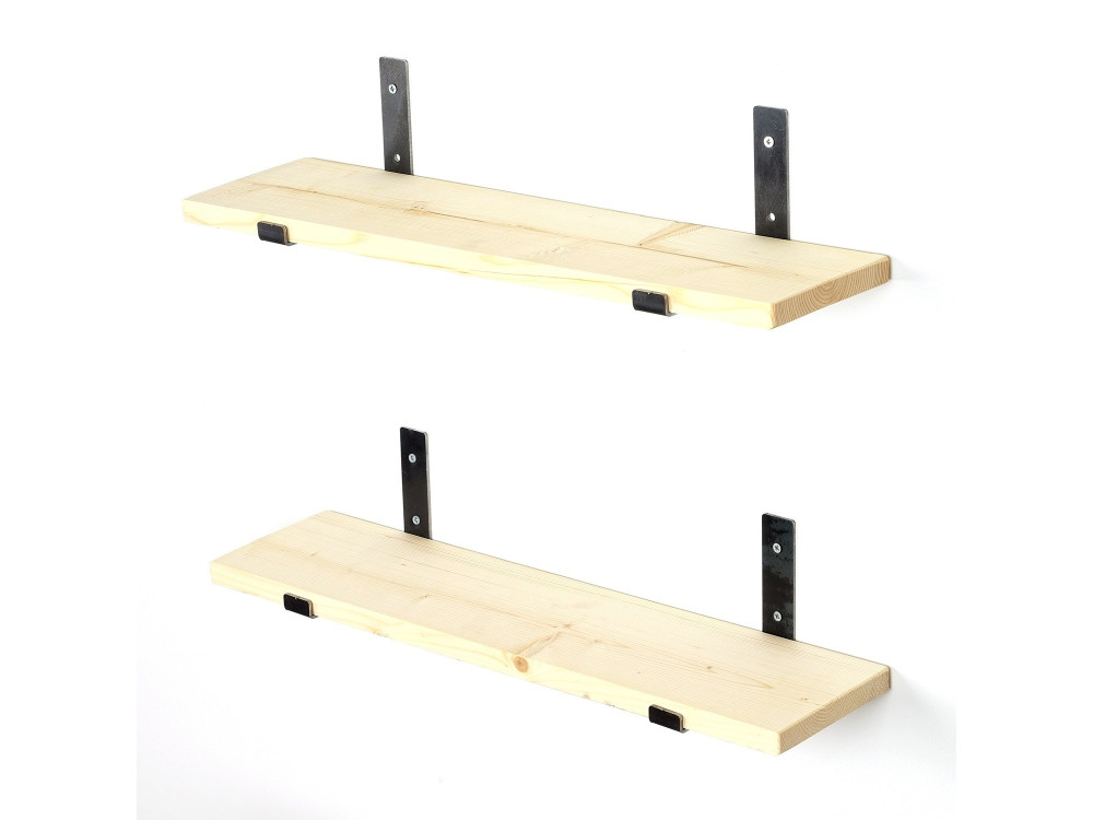Lote de 2 estanterías murales de madera "LAM008" - 60 x 14 x 16 cm - Beige