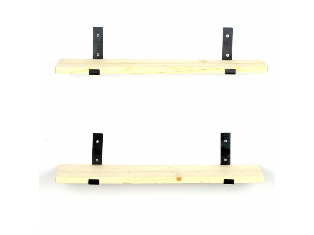 Lote de 2 estanterías murales de madera "LAM008" - 60 x 14 x 16 cm - Beige