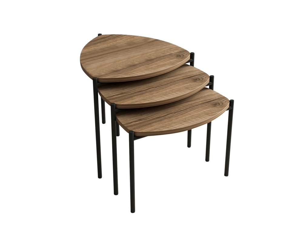 Lote de 3 mesas bajas de madera "Lenny" - 45 x 45 x 45 cm - Marrón