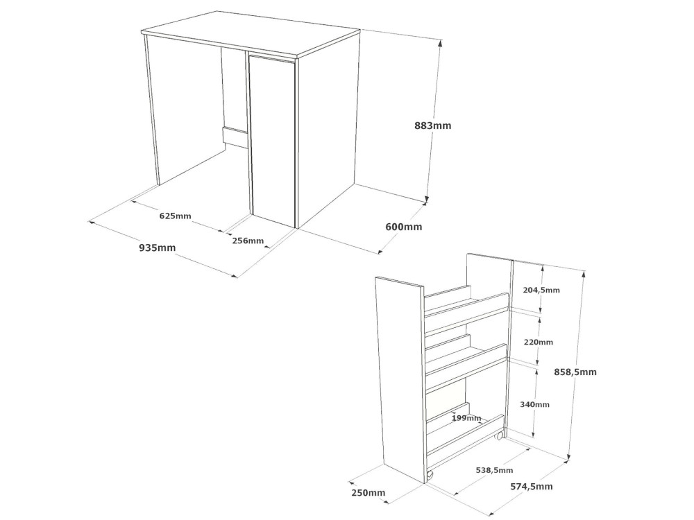 Armario de madera para lavadora "SA1" - 93 x 60 x 88 cm - Blanco