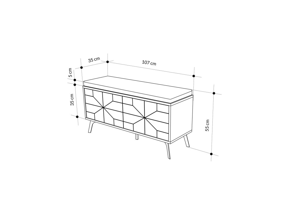 Mueble zapatero de madera "Dune" - 107 x 35 x 55 cm - Marrón