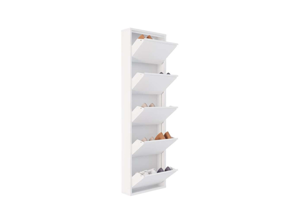 Mueble zapatero metálico "Ayse" - 50 x 15 x 169 cm - Blanco