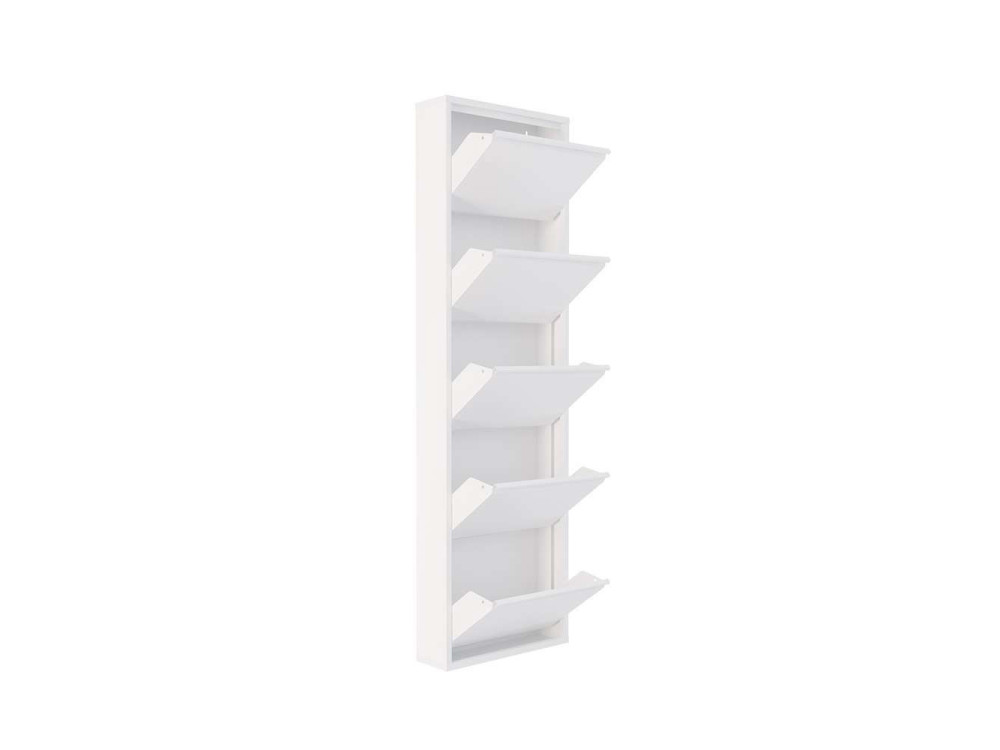 Mueble zapatero metálico "Ayse" - 50 x 15 x 169 cm - Blanco