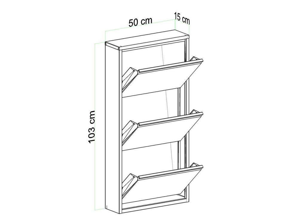 Mueble zapatero metálico "Luna" - 50 x 15 x 103 cm - Blanco