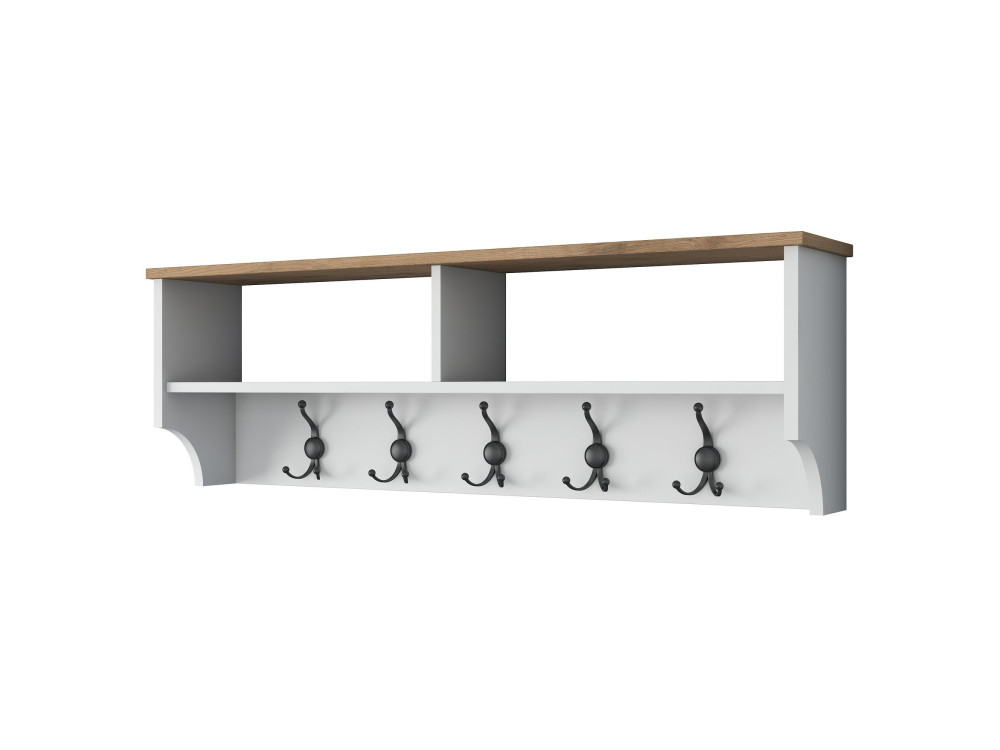 Perchero de madera "Pino" - 120 x 22 x 37 cm - Blanco