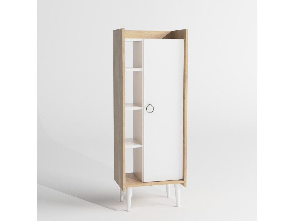 Armario de madera multiusos "Lagomood Ruby" - 50 x 30 x 140 cm - Blanco