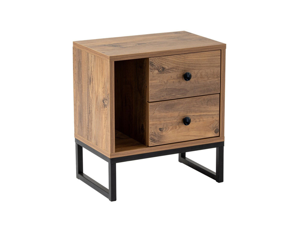 Mesilla de noche de madera "Glimmer" - 45 x 29 x 50 cm - Pino AtlánticoNegro