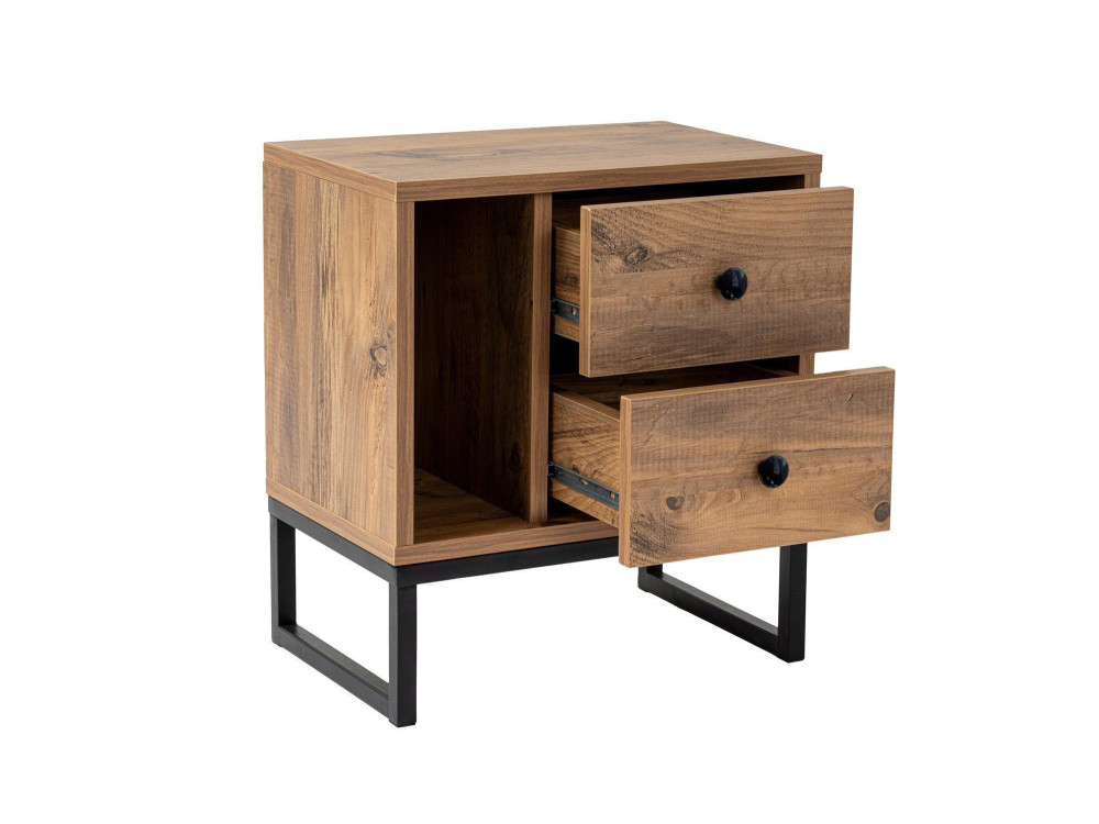 Mesilla de noche de madera "Glimmer" - 45 x 29 x 50 cm - Pino AtlánticoNegro