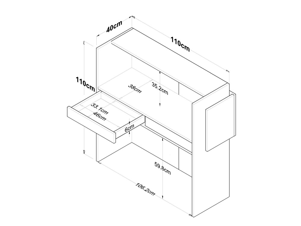 Mesa de recepción de madera "Mona" - 110 x 40 x 110 cm - Blanca