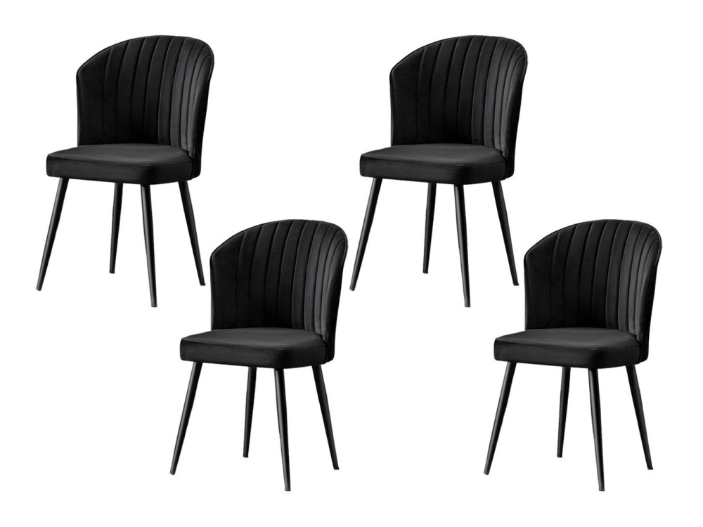 Lote de 4 sillas de madera "Rubi" - 52 x 42 x 85 cm - Negro