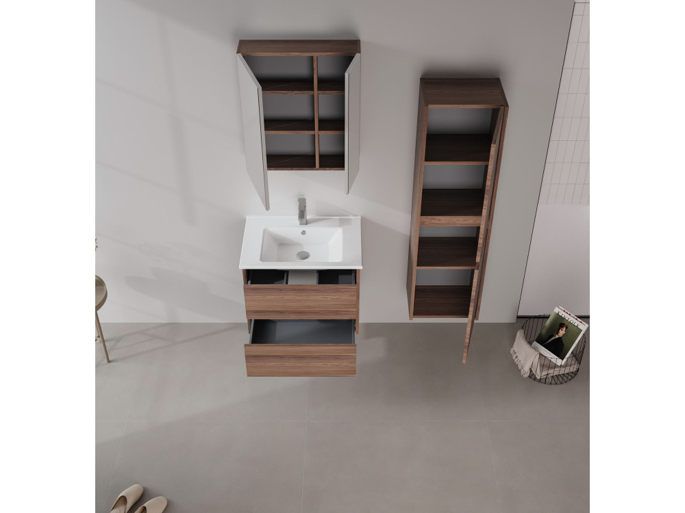 Mueble de baño «Side 40» - 40 x 27 x 138 cm - Nogal oscuro