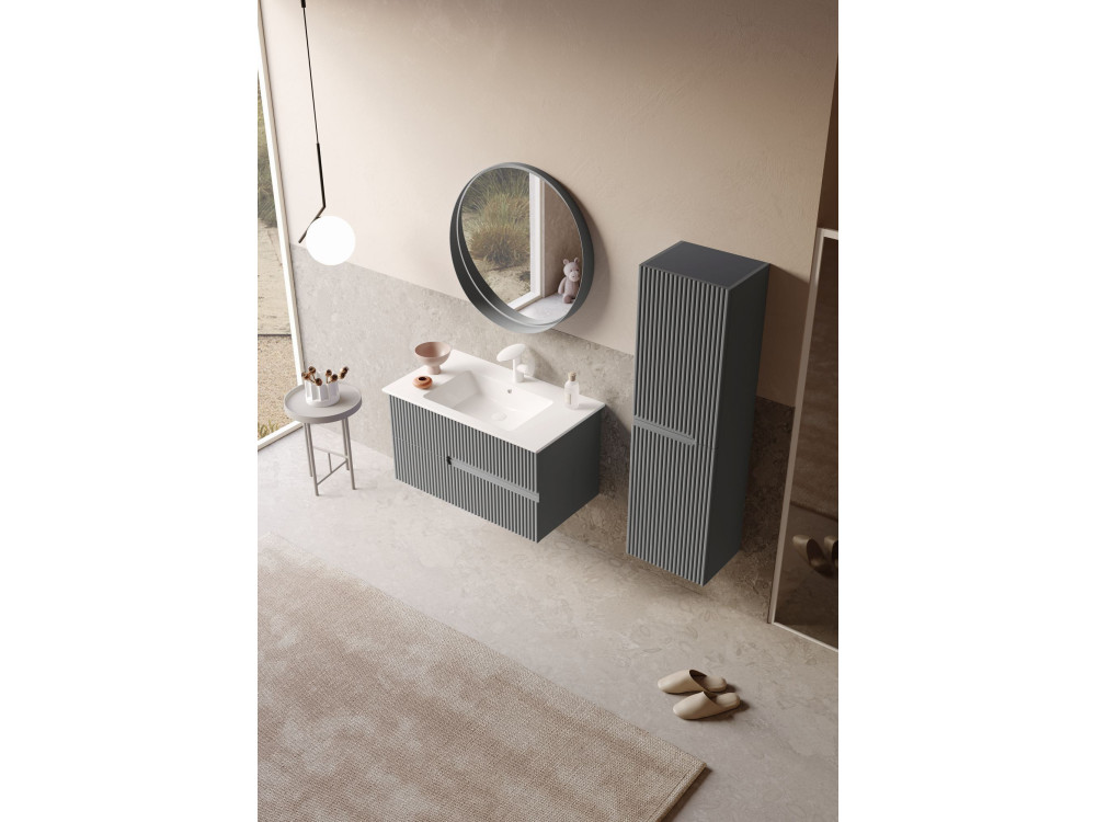 Mueble para lavabo «Moonlight 90 v2» - 91 x 51 x 51 cm - Gris mate