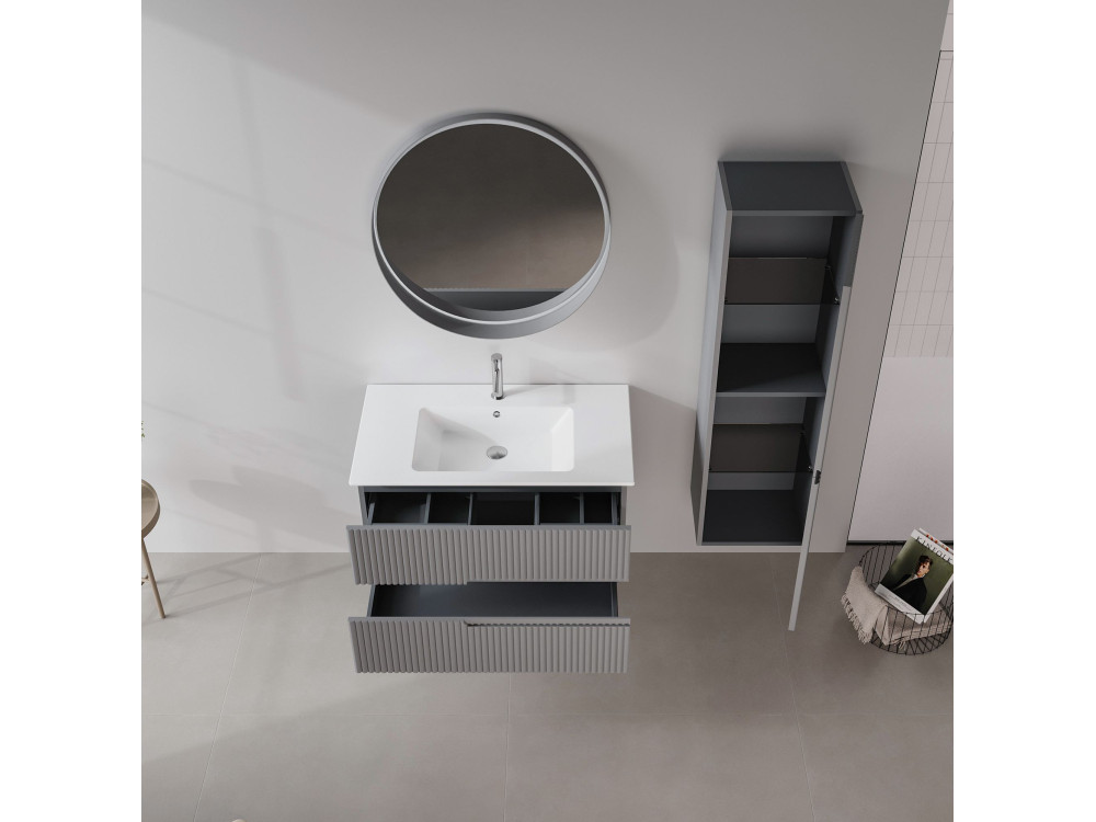 Mueble para lavabo «Moonlight 90 v2» - 91 x 51 x 51 cm - Gris mate