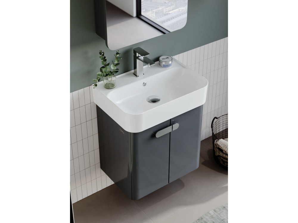 Conjunto de mueble con lavabo y espejo (2 piezas) «Orbit 55» - 55 x 38 x 62 cm - Antracita