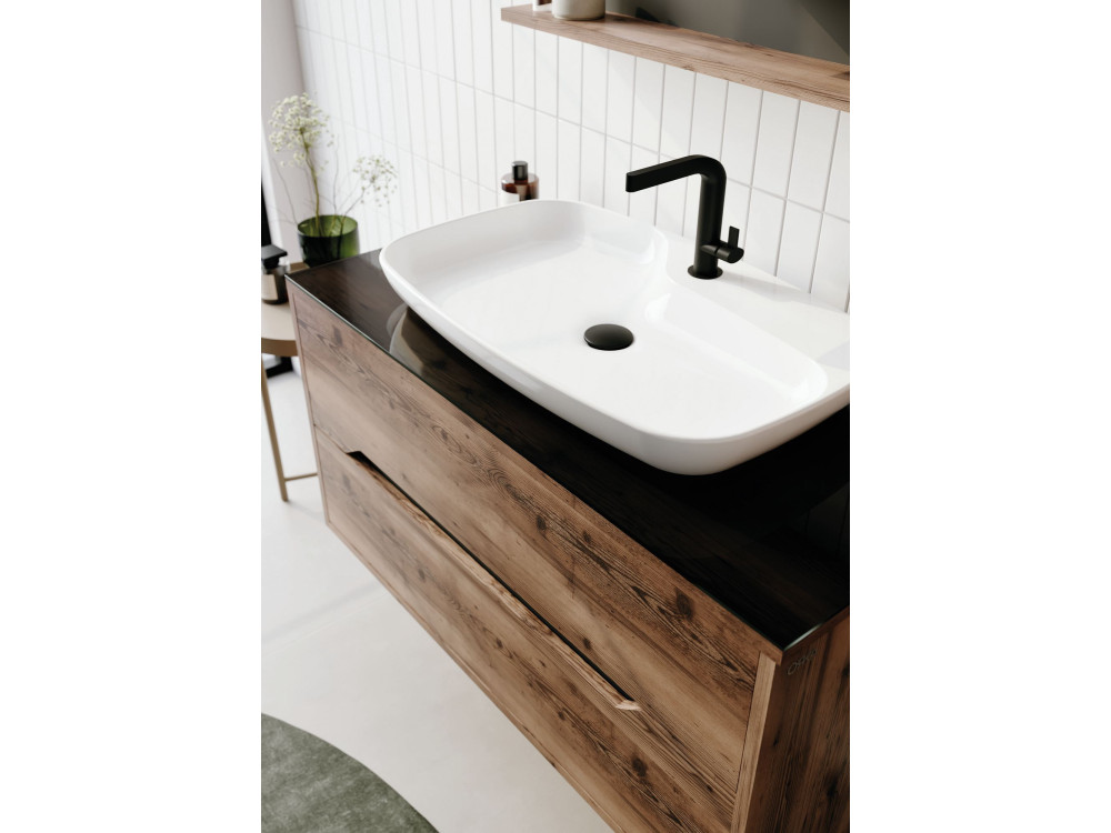Conjunto de mueble con lavabo y espejo (2 piezas) «Galia 100 v2» - 100 x 50 x 50 cm - Nogal