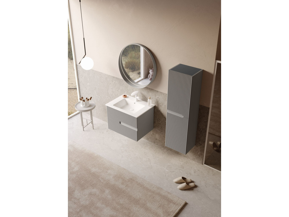 Conjunto de mueble con lavabo y espejo (2 piezas) «Moonlight 70 v2» - 71 x 51 x 51 cm - Matte Mink