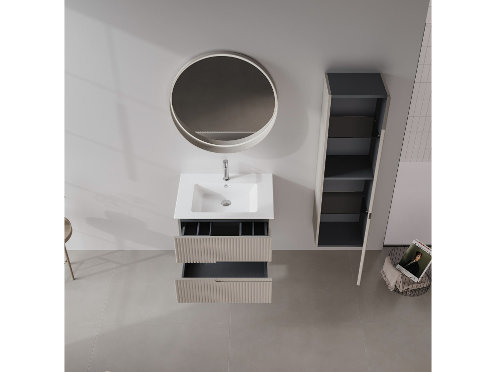 Conjunto de mueble con lavabo y espejo (2 piezas) «Moonlight 70 v2» - 71 x 51 x 51 cm - Matte Mink