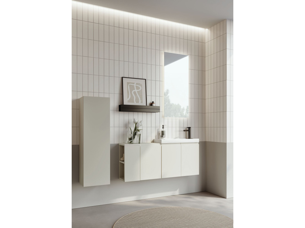 Conjunto de mueble con lavabo y espejo (2 piezas) «Ferla 110» - 110 x 22 x 45 cm - Cachemira mate