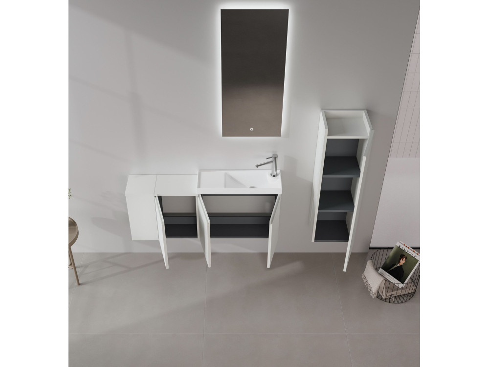Conjunto de mueble con lavabo y espejo (2 piezas) «Ferla 110» - 110 x 22 x 45 cm - Cachemira mate