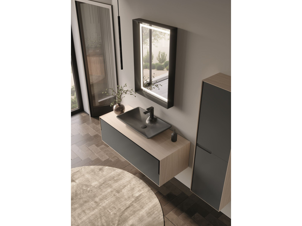 Espejo decorativo de madera «Craft 60 x 90 v2» - 60 x 10 x 90 cm - Antracita mate