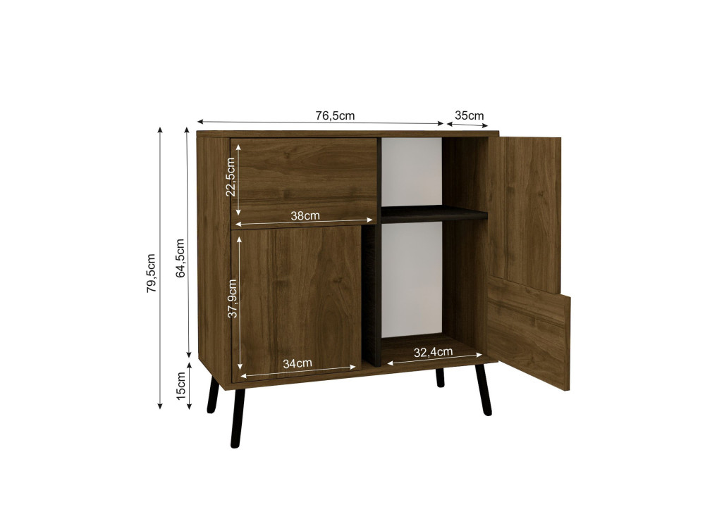 Aparador de madera "Darien" - 76 x 35 x 79 cm - Marrón