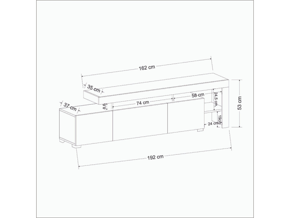 Soporte de TV de madera "Beliz" 192 x 37 x 53 cm - Blanco