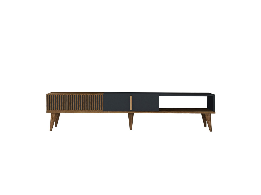 Soporte de TV de madera "Milan" - 180 x 35 x 40 cm - Nogal, Antracita